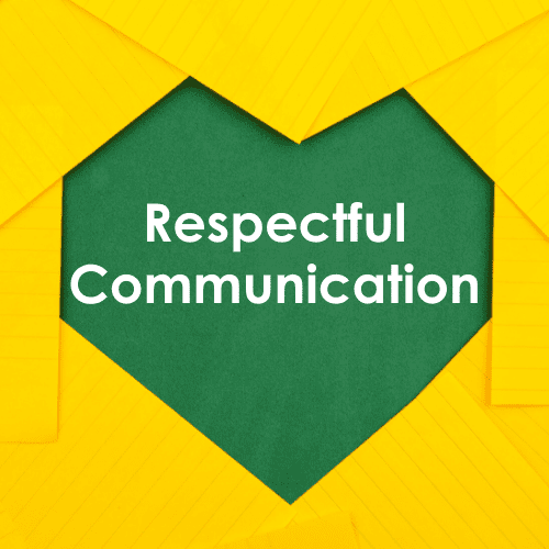 Green Heart with Yellow notes - Respectful Communication with Those with Demenita