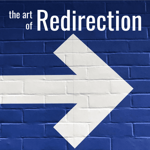 an arrow on a blue background - the art of redirection