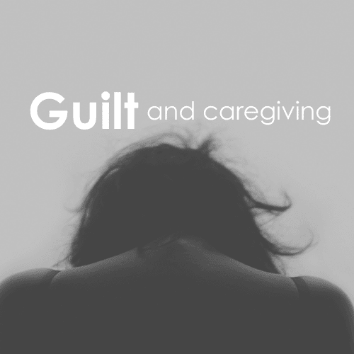 a woman bowed over - guilt and caregiving