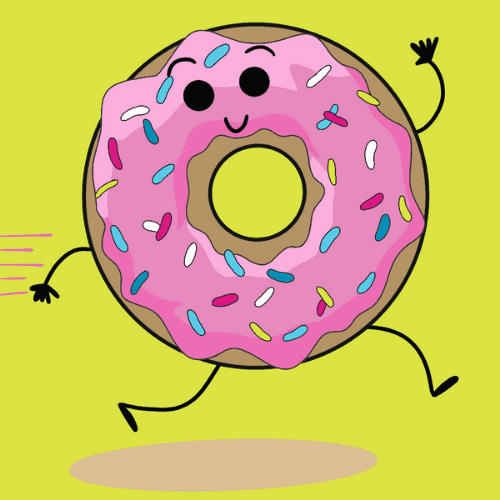 No-Show Run Donut Running running smiling donut