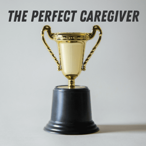 a small trophy with the words "the perfect caregiver"